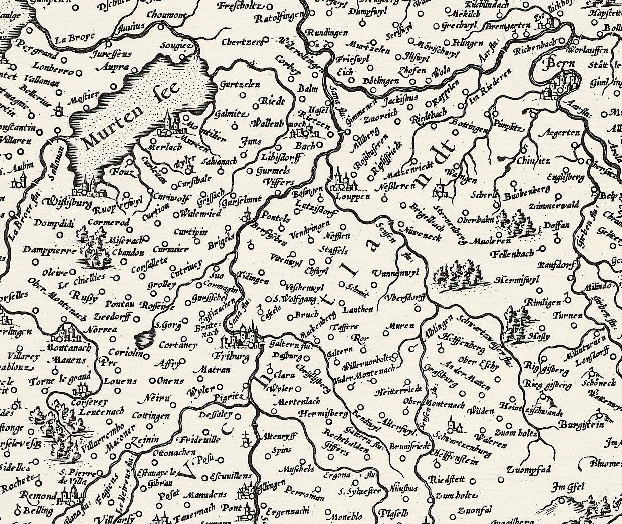 Das Seeland in Gerhard Mercators Karte "Das Wiflispurger Gou"
